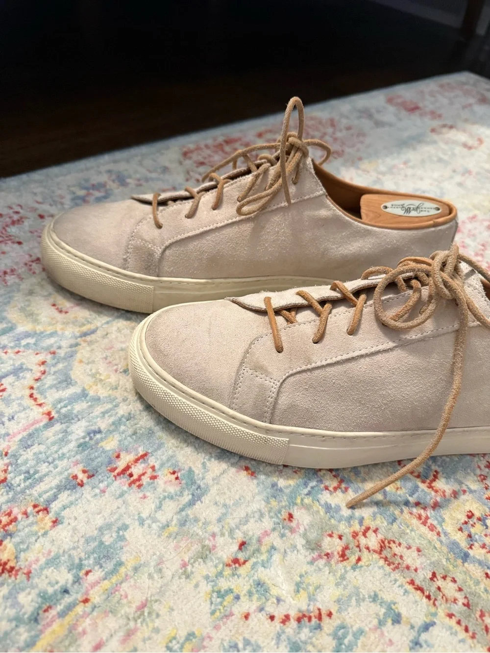Sid Mashburn Men’s Beige Ivoey Suede Lace Up Low Top Sneakers Us Size 9